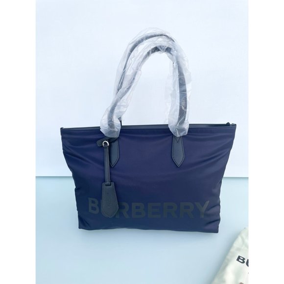 Burberry LL MD Nylon and Leather Tote Bag in BLUE, Made in Italy - Picture 3 of 14